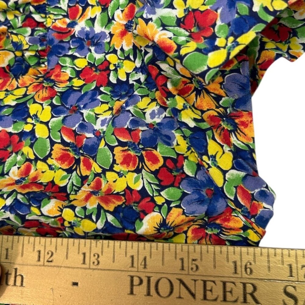 Vintage Leslie Lucks Petites Ruffle Collar Cap Sleeve Floral Dress Size 4 Petite - Picture 9 of 10